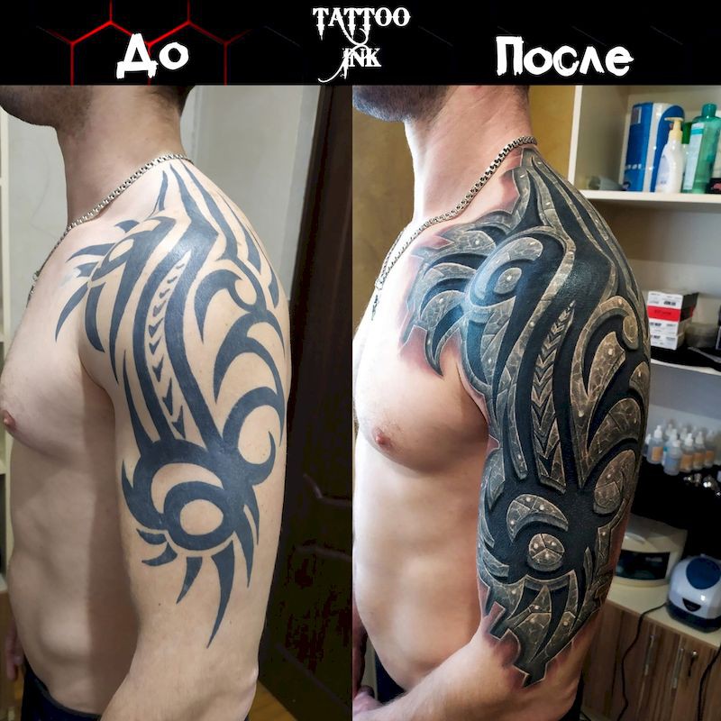 Перекрыть старую татуировку на плече мужские